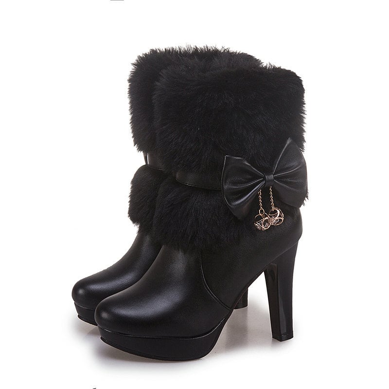 Short Women's Boots with Structured Heel - Yevrina
