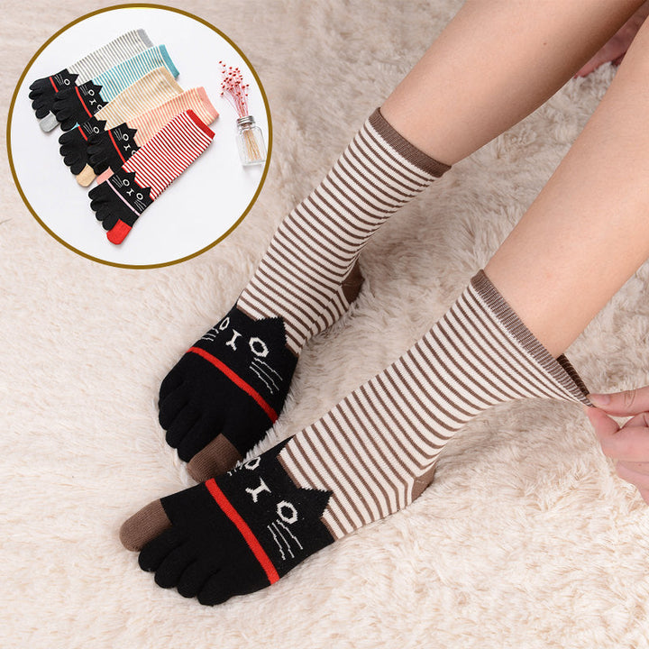 Cartoon Cat Five-Toe Socks