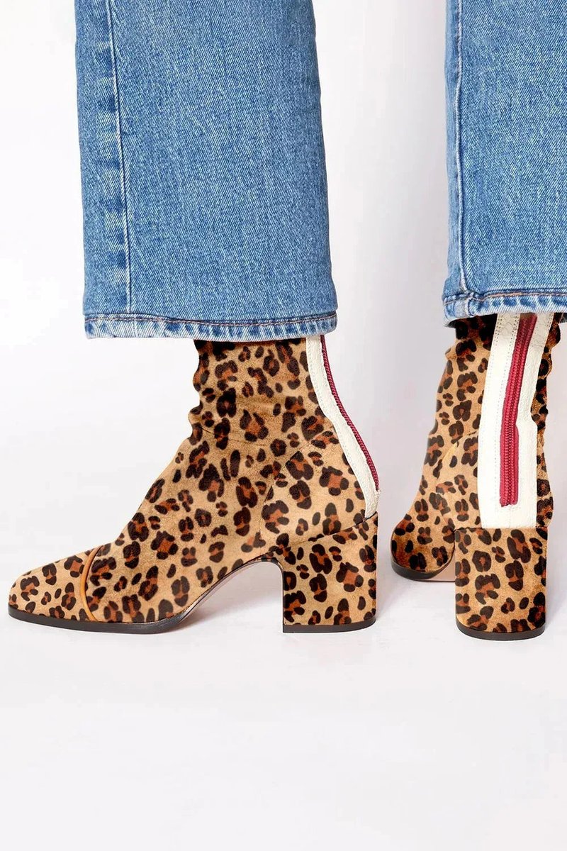 Elizabeth | Eye-catching Suede Ankle Boots with Leopard Accent