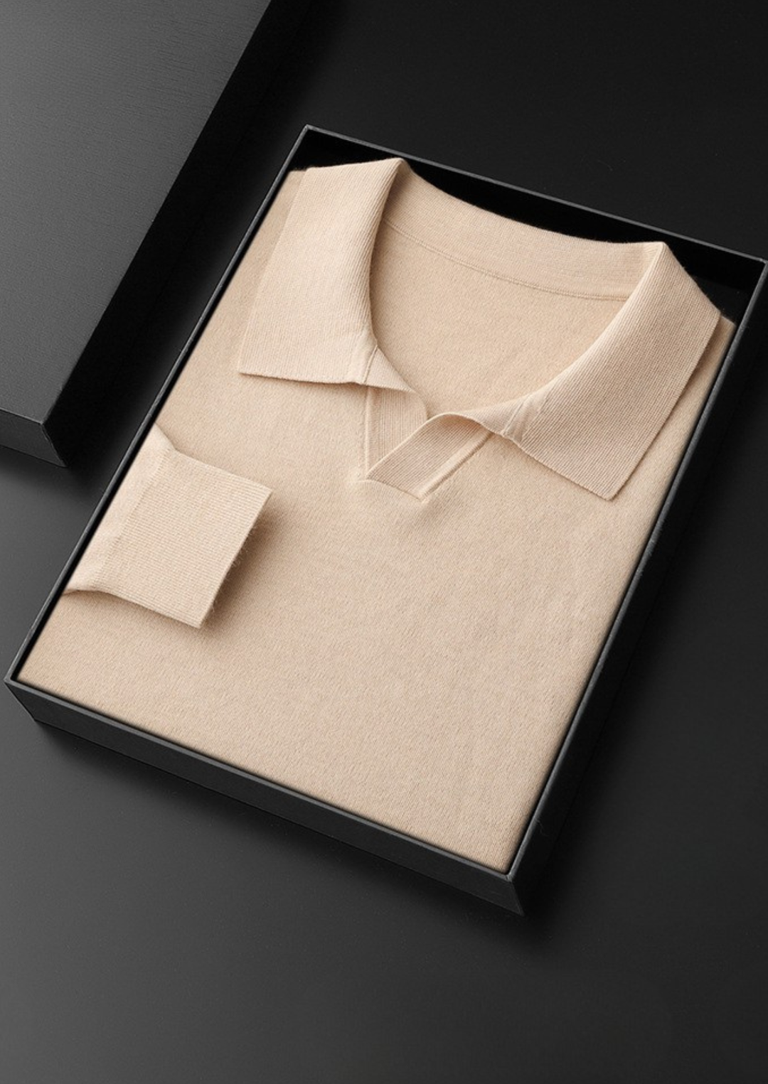 100% CASHMERE BUTTONLESS SWEATER POLO.