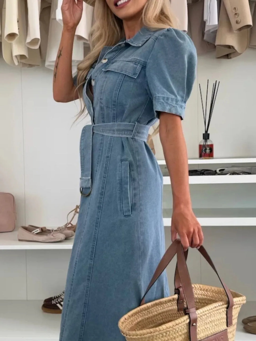 DENIM SHIRT DRESS FOR WOMEN