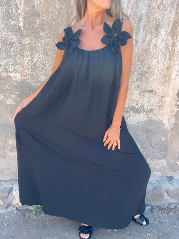 Floral Dress with U-Neck Timeless Elegance - Elena Harper