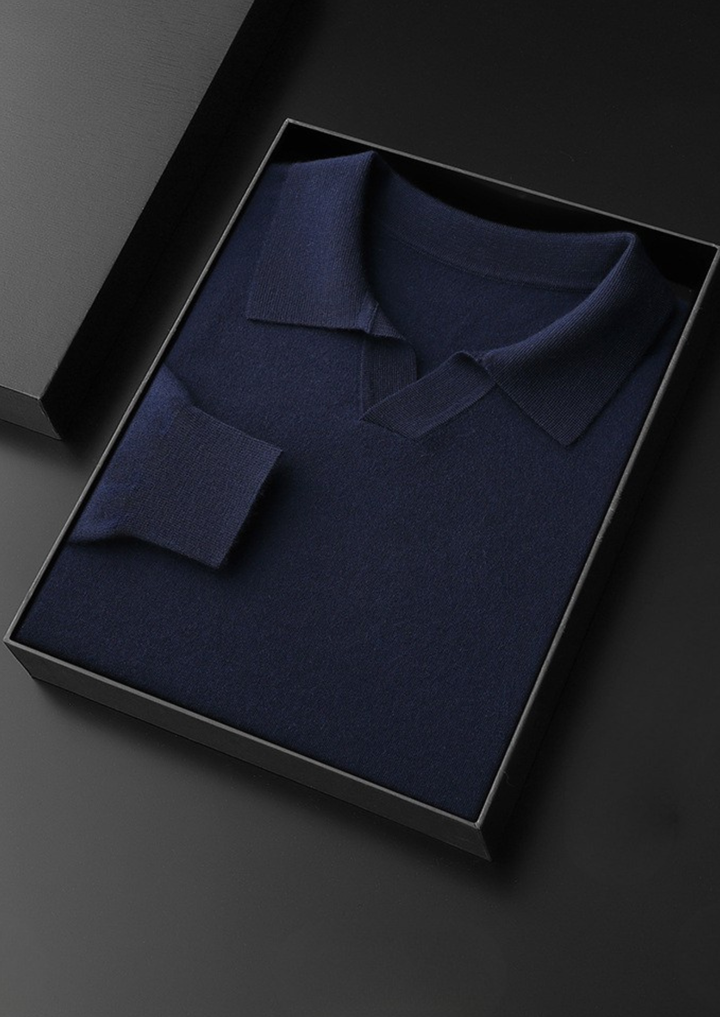 100% CASHMERE BUTTONLESS SWEATER POLO.