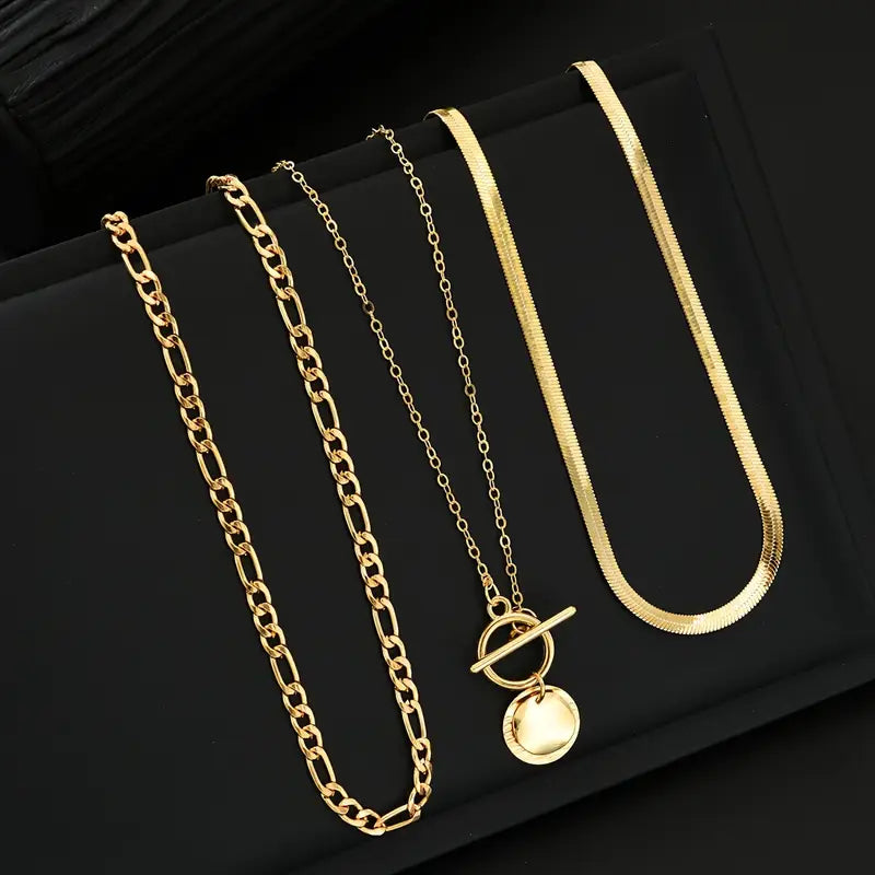 Savira Textured Coin Layered Necklace Gold - Elena Harper