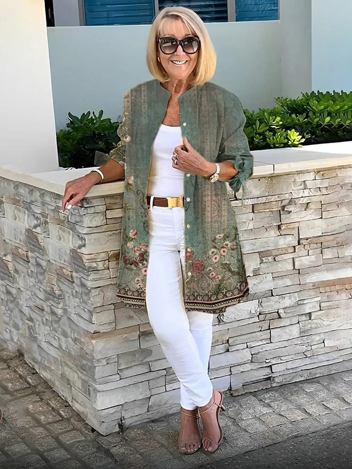 LINDA – ELEGANT FLORAL BUTTON SHIRT