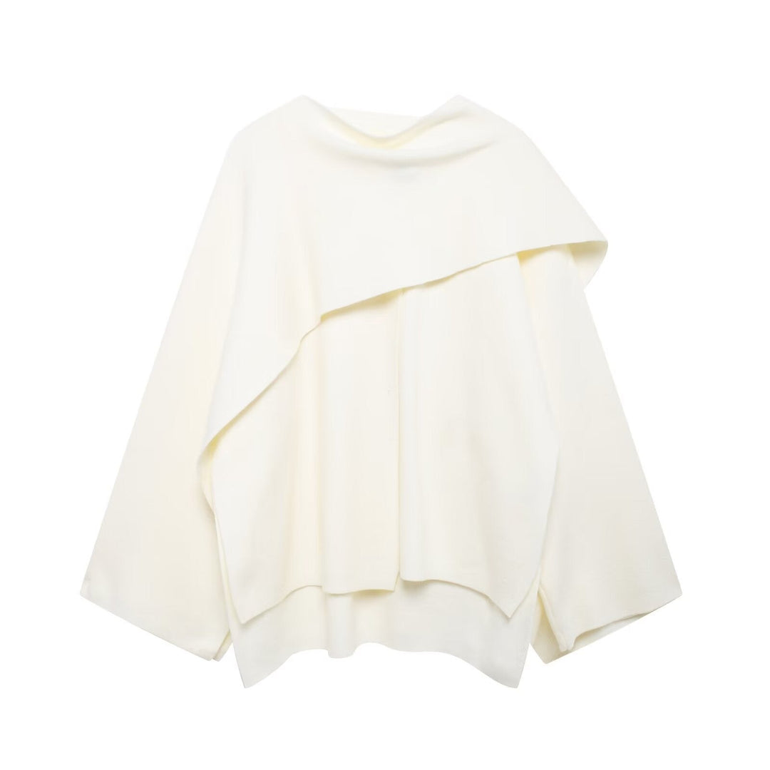 Elegant Cape Scarf for Women – Oversized Asymmetrical Knit Coat