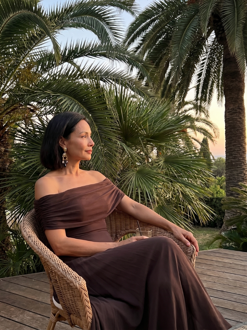 Women's Elegant Off Shoulder Draped Midi Dress