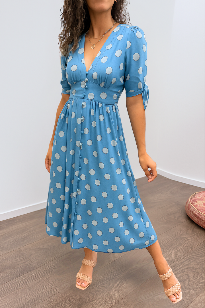 MAYA – SPOTLIGHT POLKA MIDI DRESS