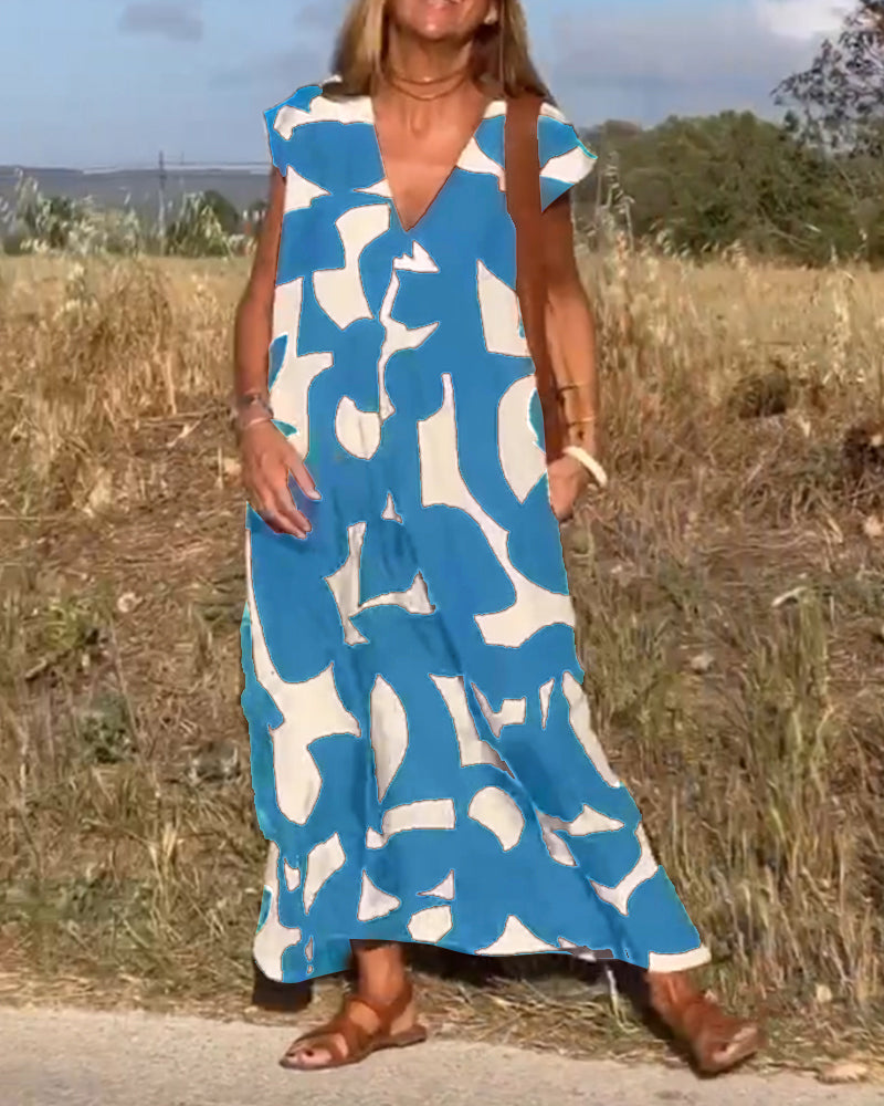 Sarinya Printed Dress With V-Neck - Elena Harper