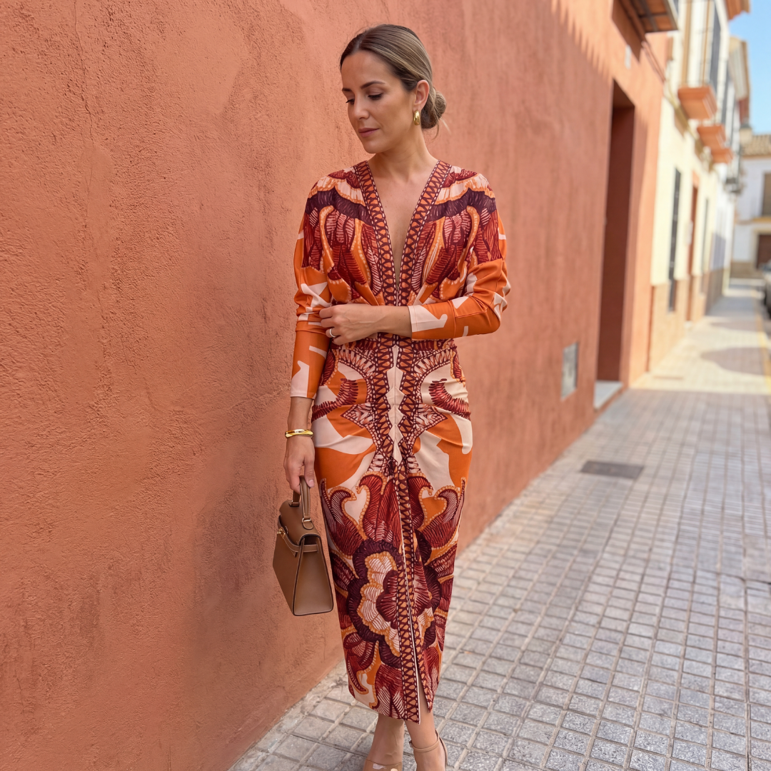 Elegant Women's Dress with Flattering V-Neck and Crossed Design