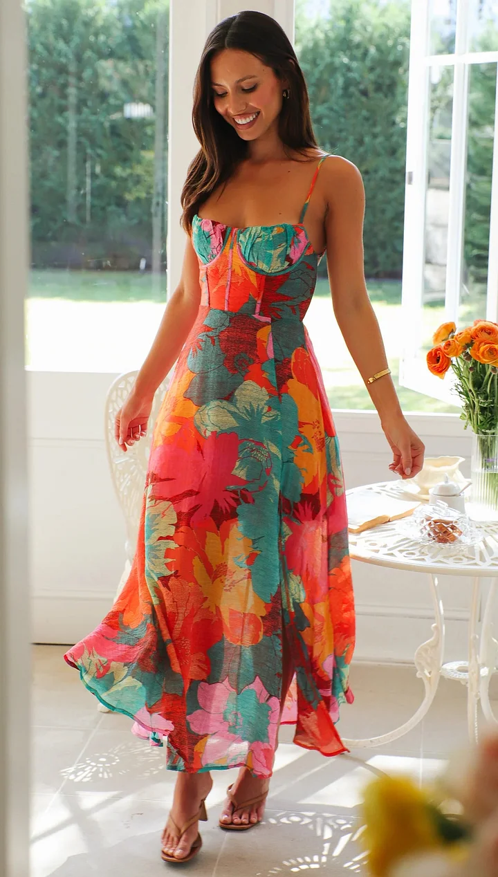 Sexy Floral Dress with Straps for Women - Elena Harper