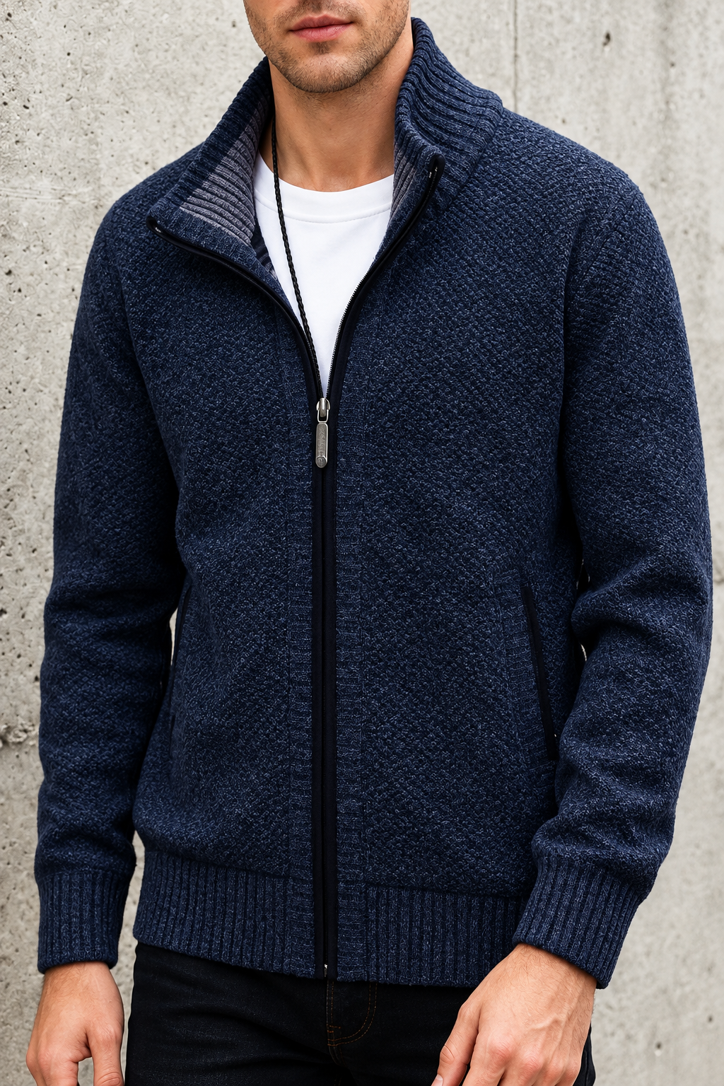 ELENA HARPER™  |  MEN'S ZIP-UP KNIT GILET