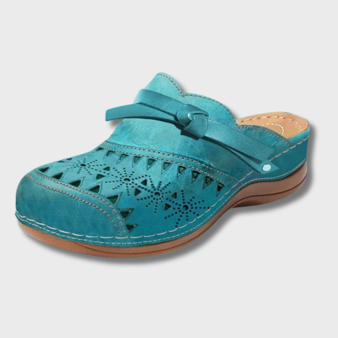 Nicolina Flat orthopedic mules with cut-out design, view 5 - Elena Harper