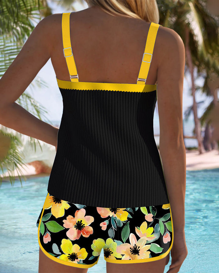 Federica Striped Tankini Set with Shorts, view 7 - Elena Harper