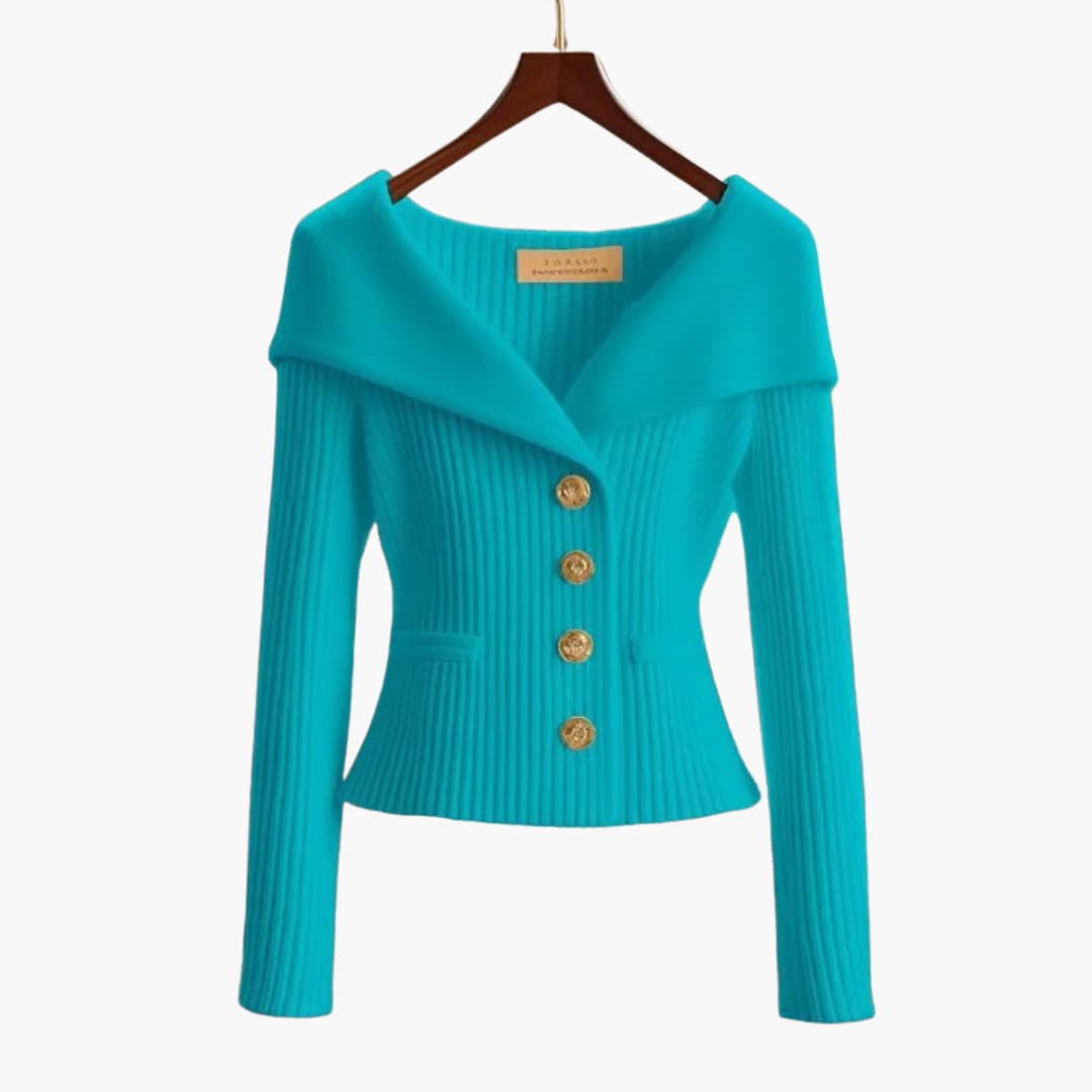 Elegant Short Ribbed Cardigan for Women – Comfortable Buttoned Knit