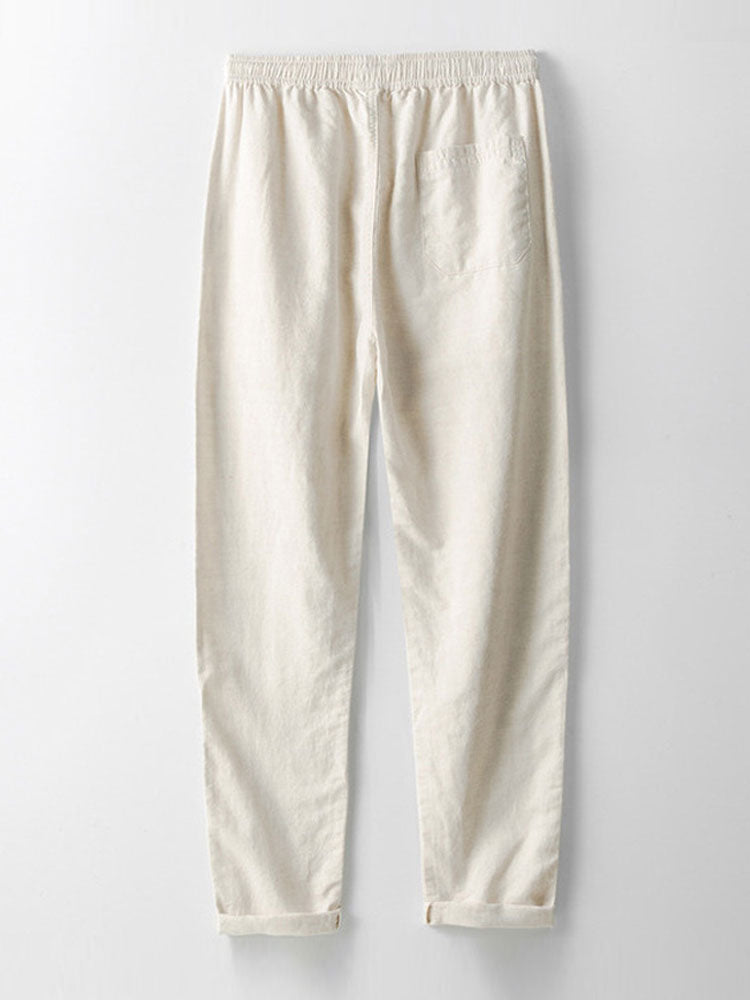Gradient Shoulder Striped Shirt & Straight Leg Linen Pants - Elena Harper