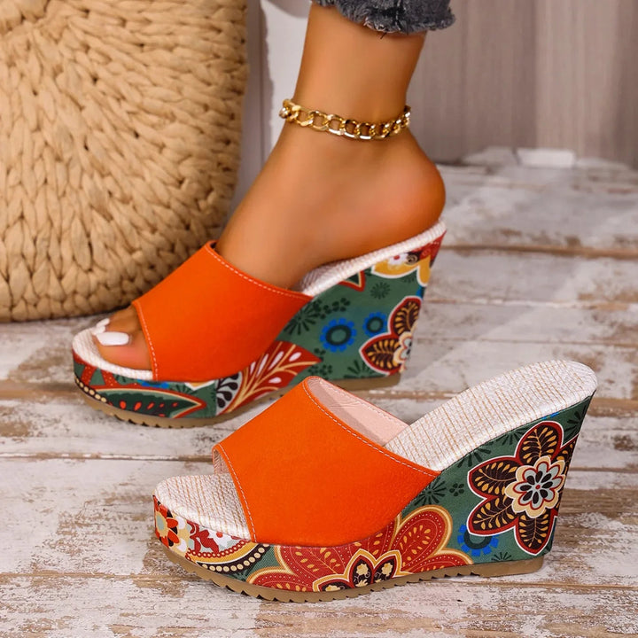 Talora Sculptural Mules with Floral Heel, view 10 - Elena Harper