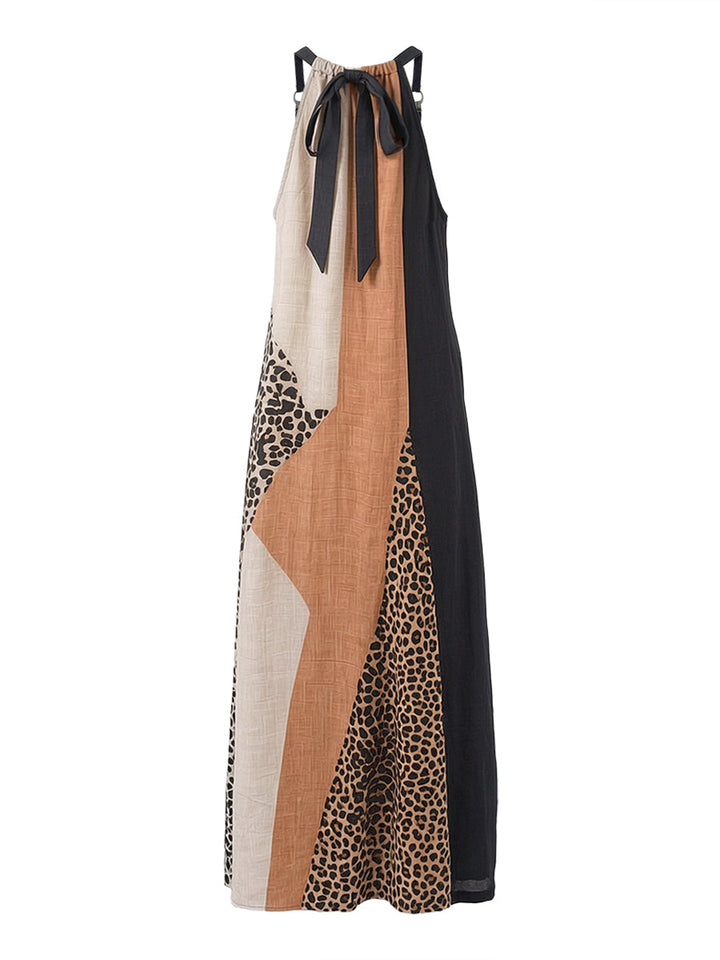 Terina – Maxi Dress with Leopard Print Inserts