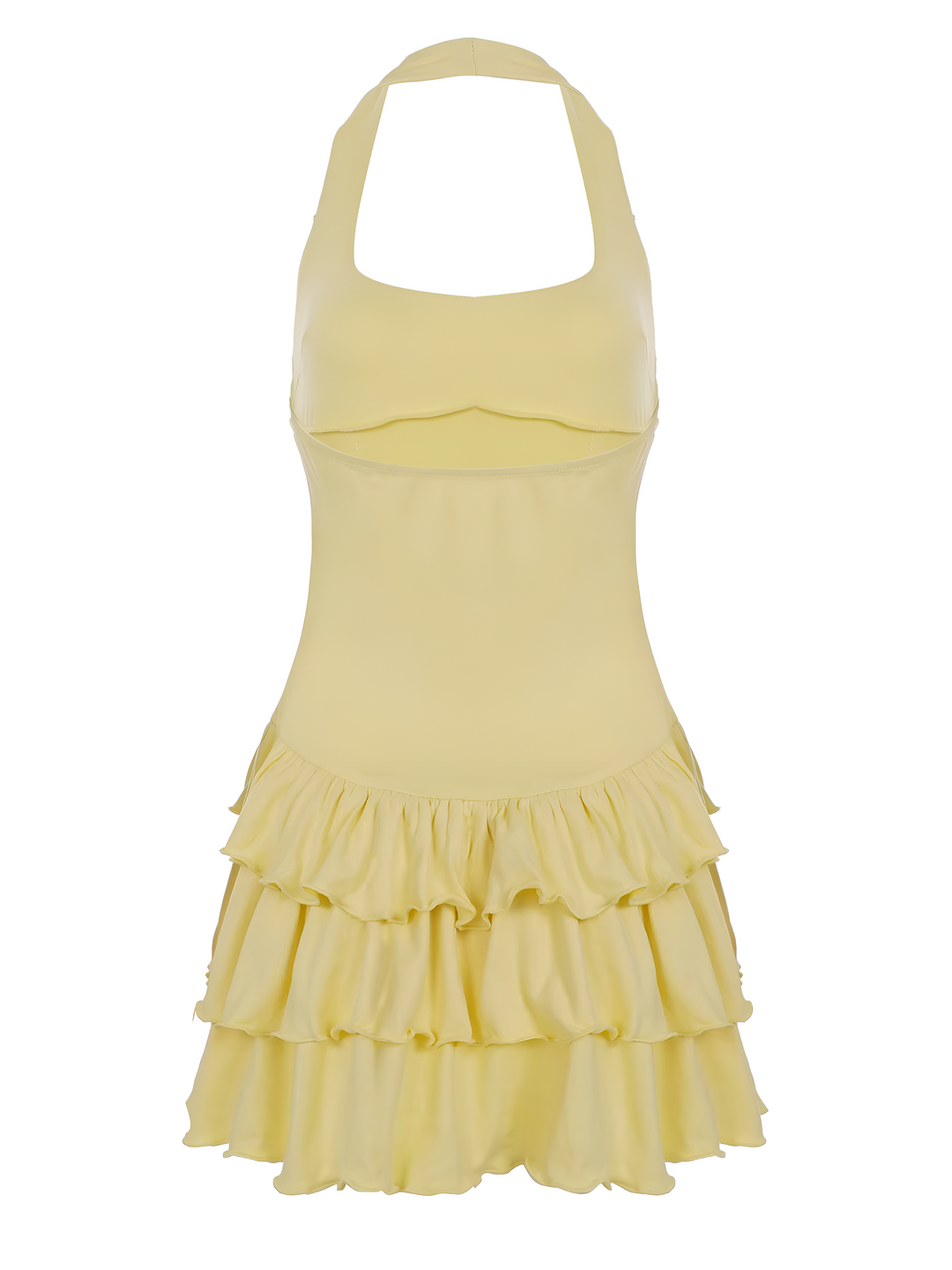 Women's Mini Halter Neck Ruffle Hem Bodycon Summer Dress - Elena Harper