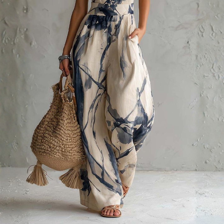 Symia Elegant Jumpsuit with Artistic Prints, view 5 - Elena Harper