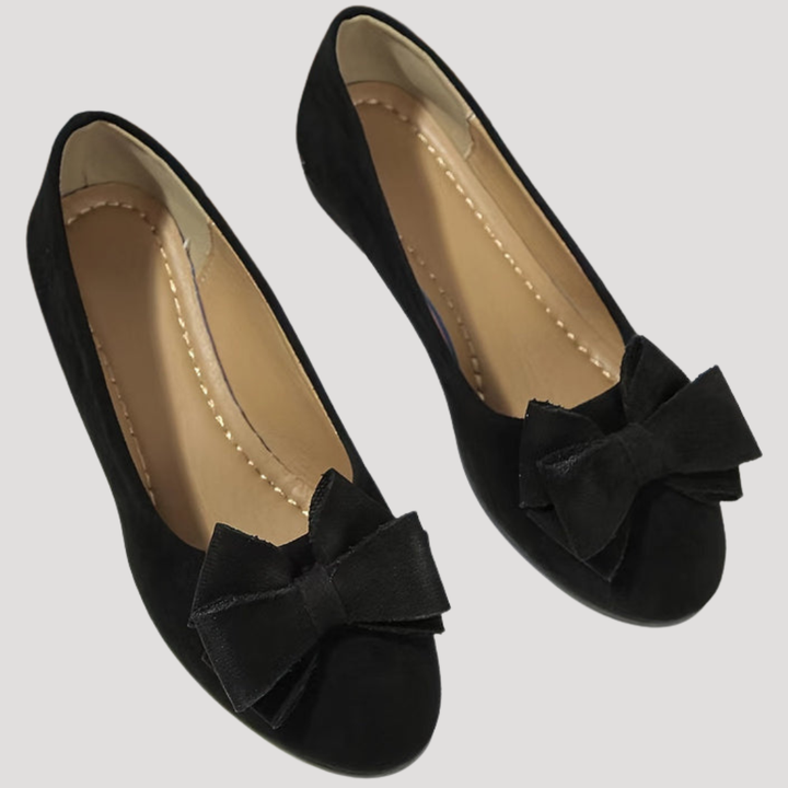 Wedge Ballet Flats with Elegant Bow