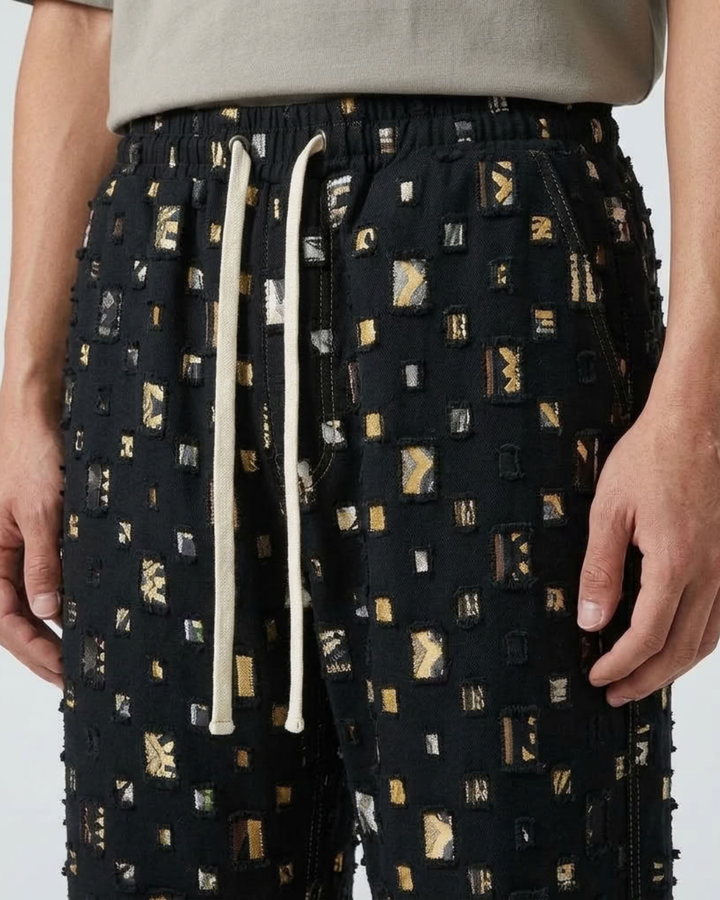 Patterned Straight Fit Trousers For Men