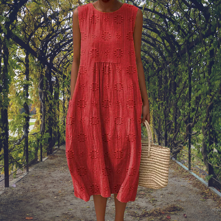 Aikaterini Elegant Sleeveless Dress with Pockets, view 5 - Elena Harper