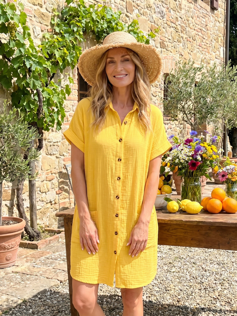 Women's Relaxed Fit Knee Length Dress with Pockets