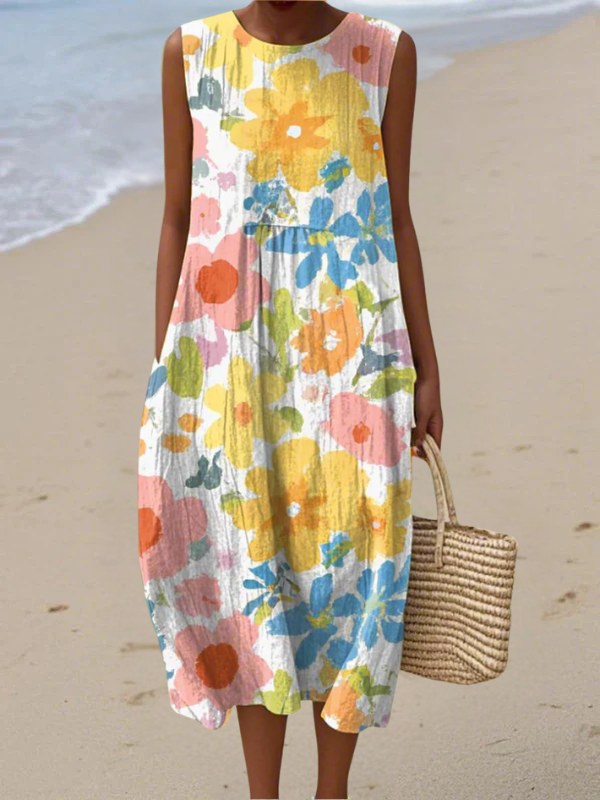 Ella Pastel Floral Midi Dress - Elena Harper