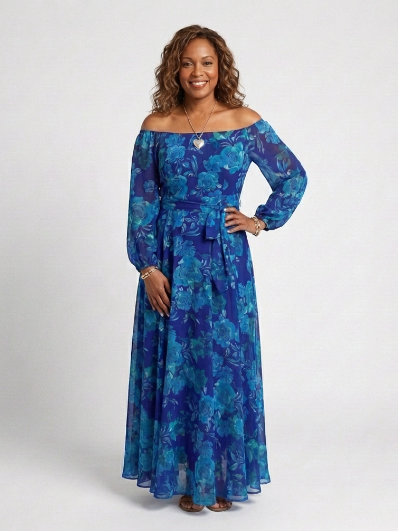 Aspen Off Shoulder Floral Maxi Dress - Elena Harper