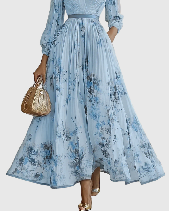 Adeline – Fluid Maxi Dress with Elegant Pleats
