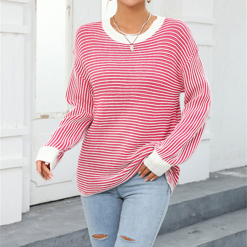 Casual Striped Knit Pullover