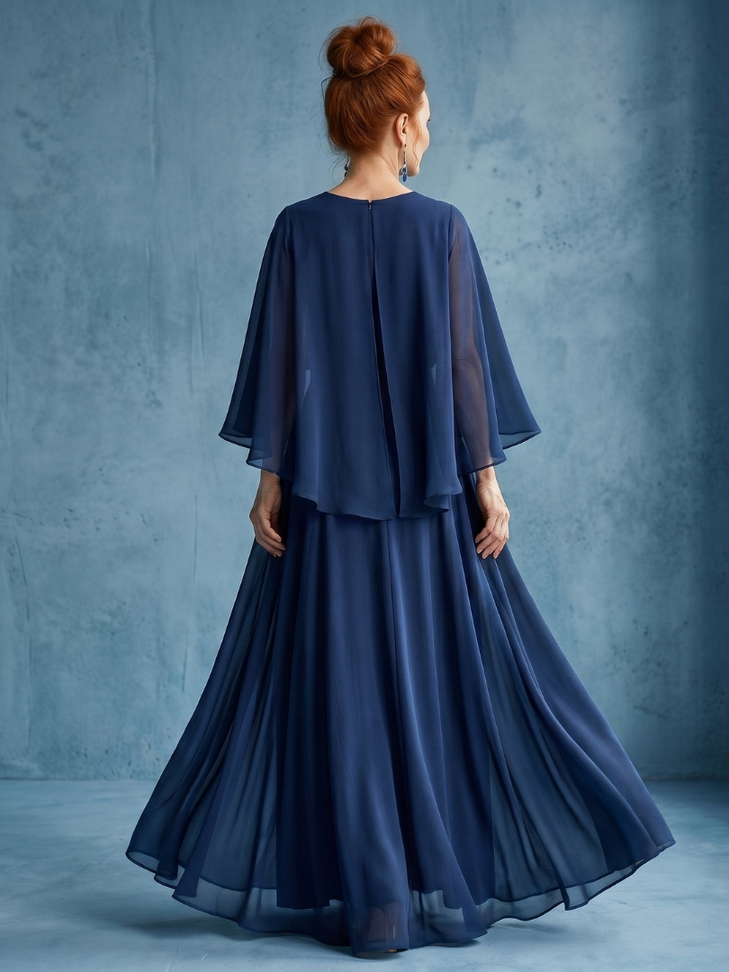 Desta Layered Sleeve Drape Waist Midi Dress - Elena Harper