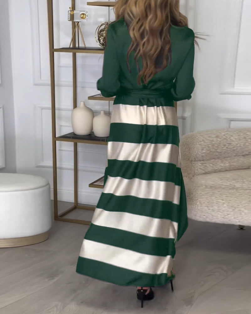 Ariana Striped Elegance Dress - Elena Harper