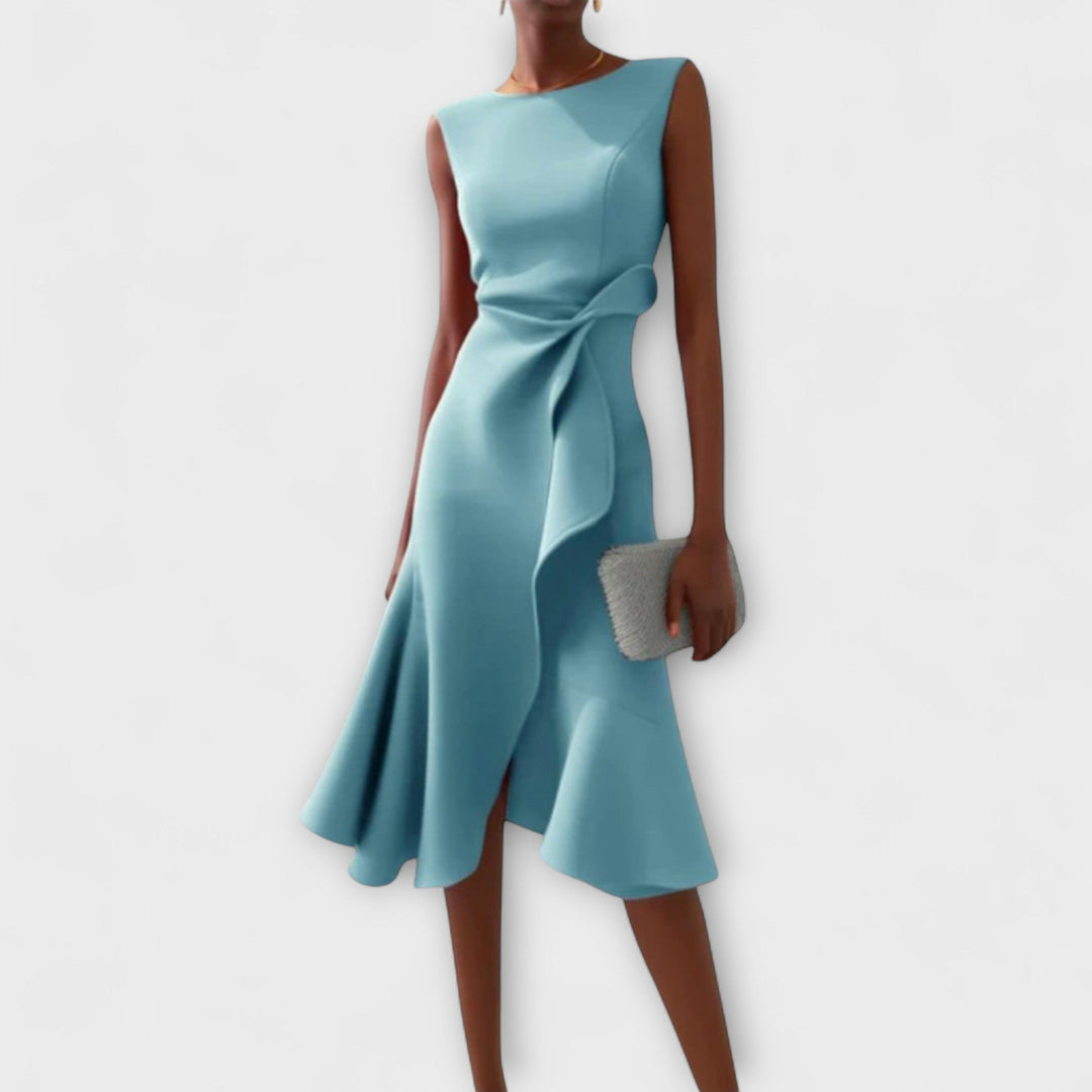 Juliette – Asymmetrical Draped Midi Dress