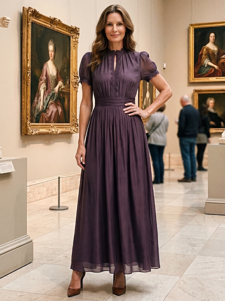 Elia Gathered Waist Keyhole Maxi Dress - Elena Harper