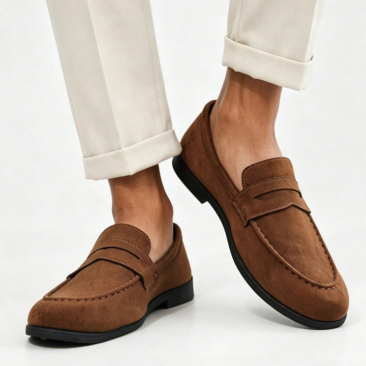 Suede Penny Loafers for Men - Elena Harper