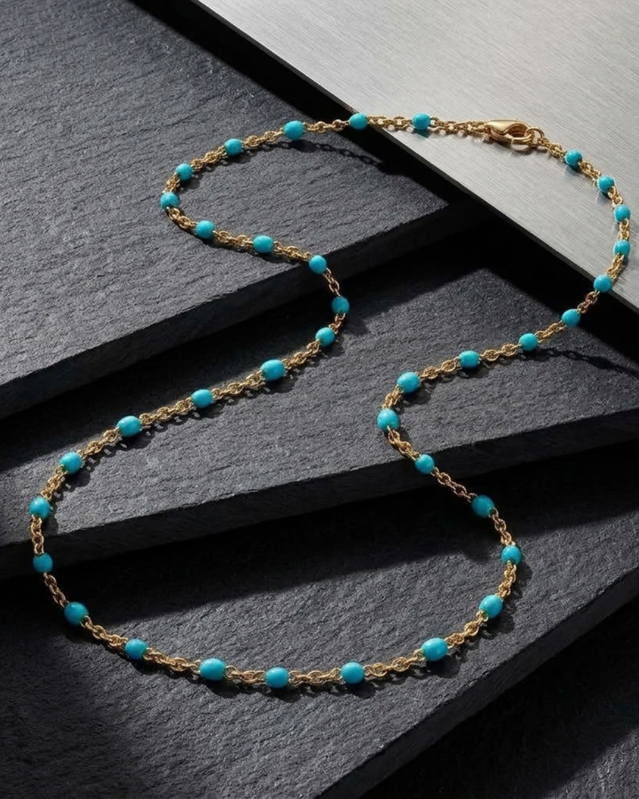Golden Chain Necklace with Colorful Stones for Men