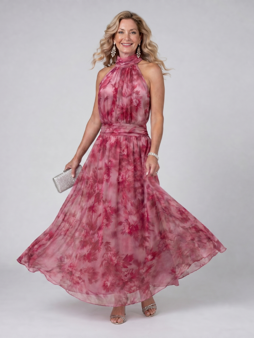 Avien Soft Halter Neck Midi Dress - Elena Harper