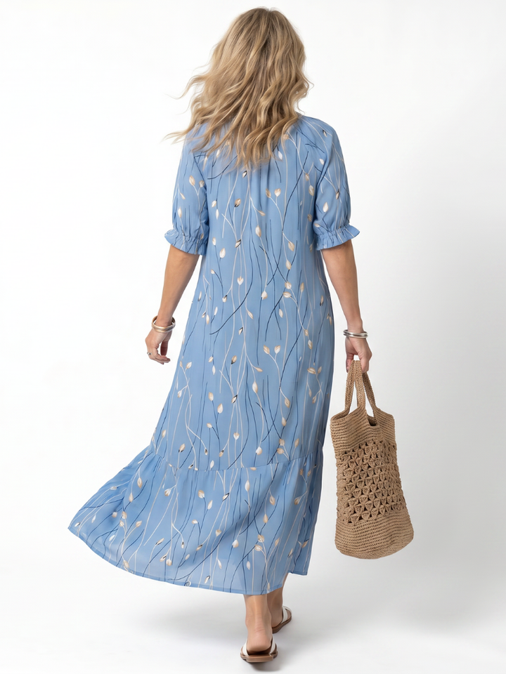 Alora Floral Print Tassel Tie Midi Dress - Elena Harper