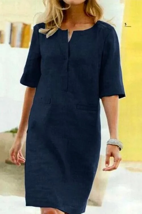 Alessandra Cotton and Linen Dress with Light Comfort - Elena Harper