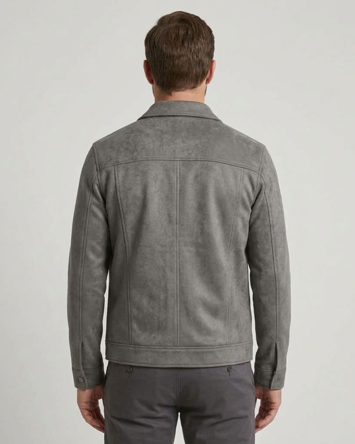 Vegan Suede Button-Up Jacket For Men