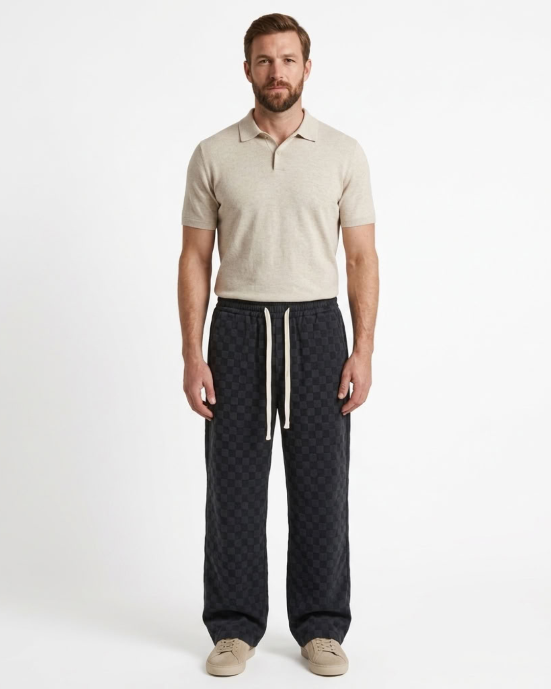 Checkered Relaxed Lounge Sweatpants For Men
