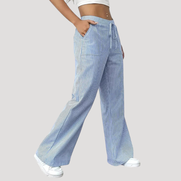 Women's Casual Wide Leg Striped Pants