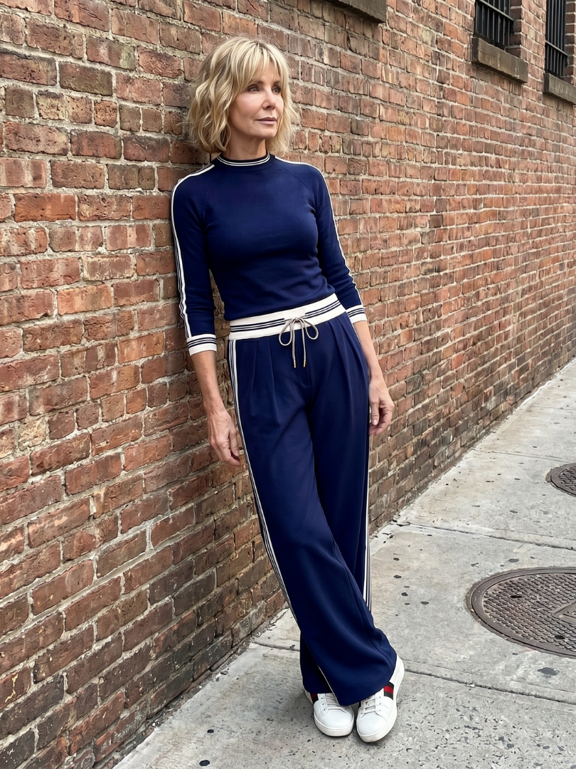 Eirlys Fitted Long Sleeve Top Wide Leg Pants Set - Elena Harper