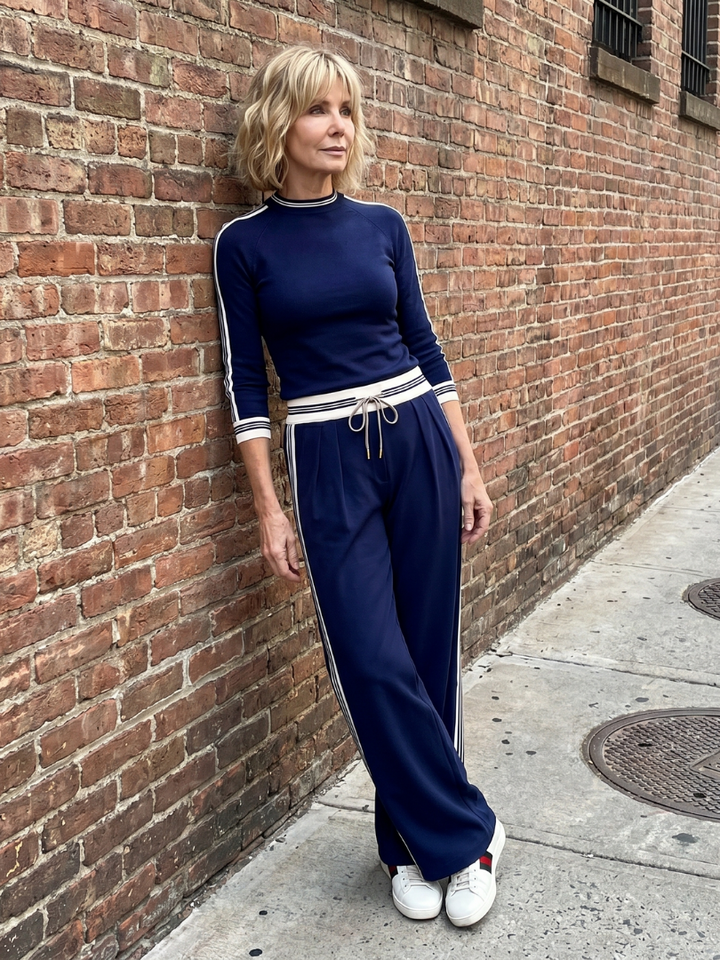 Eirlys Fitted Long Sleeve Top Wide Leg Pants Set - Elena Harper