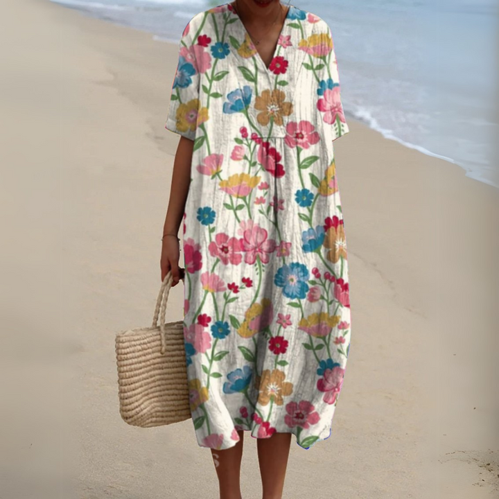 Isabella Breezy Floral Dress, view 3 - Elena Harper