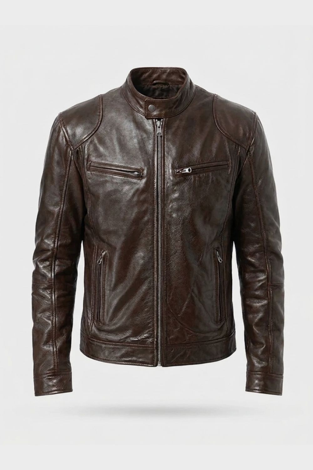 Men's Moto Casual Jacket | Stand-Up Collar & Straight Zipper
