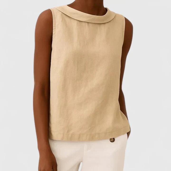 Anastine Elegant Top with Roll Collar - Elena Harper