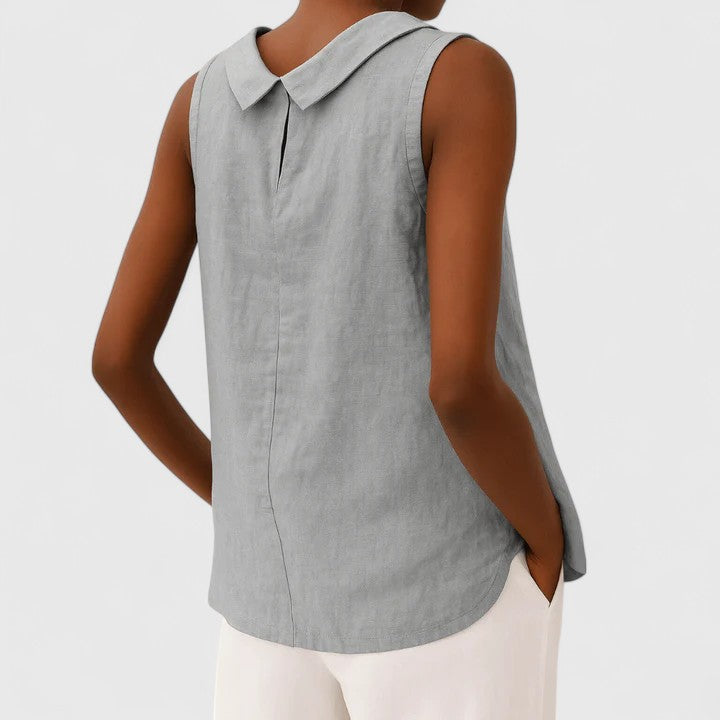 Anastine Elegant Top with Roll Collar - Elena Harper